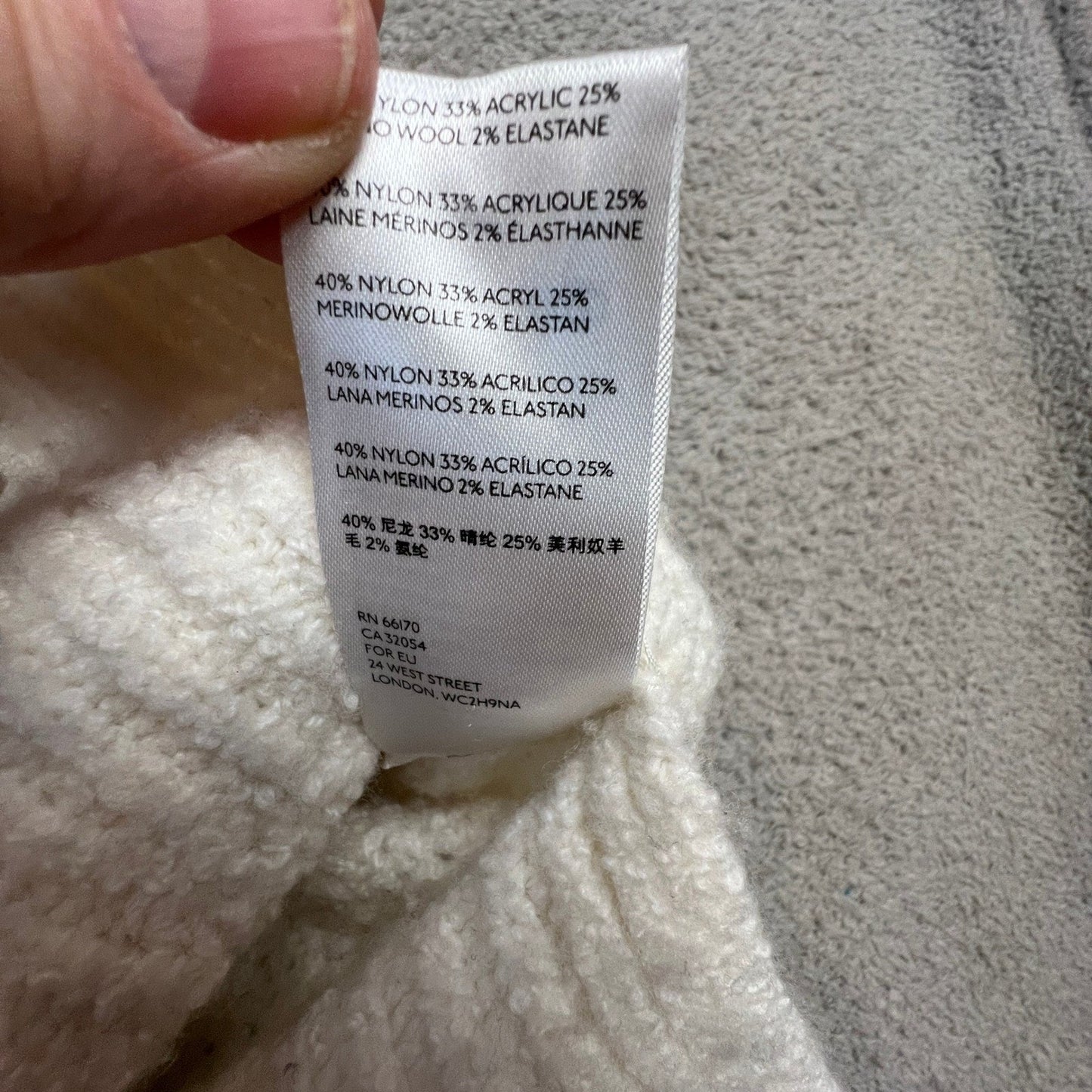 Anthropologie Cardigan Extra Small Merino Wool Blend Chunky Knit Cream Pockets