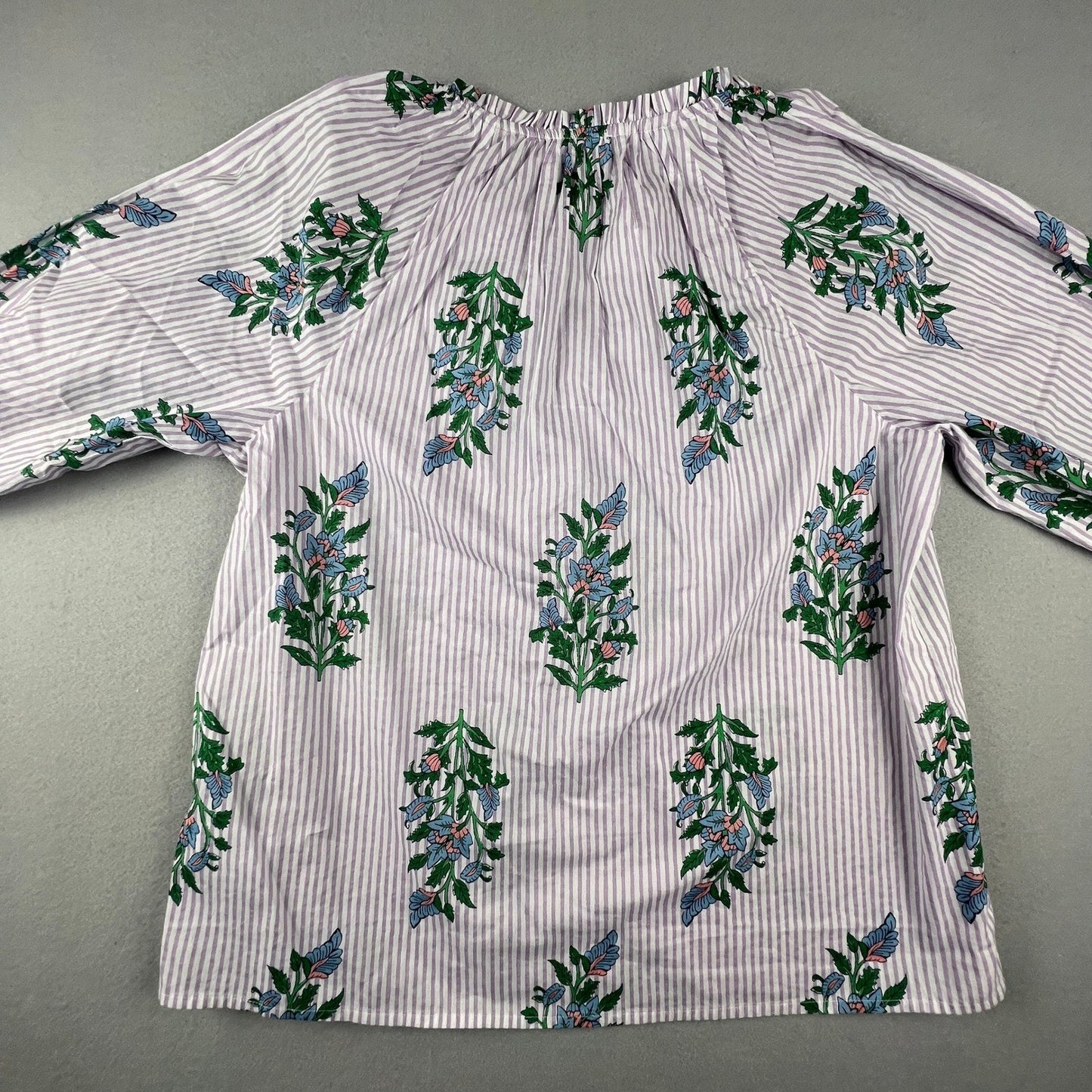 J.Crew Floral Stripe Cotton Voile Top Womens Medium Purple B0751 Boho Coastal