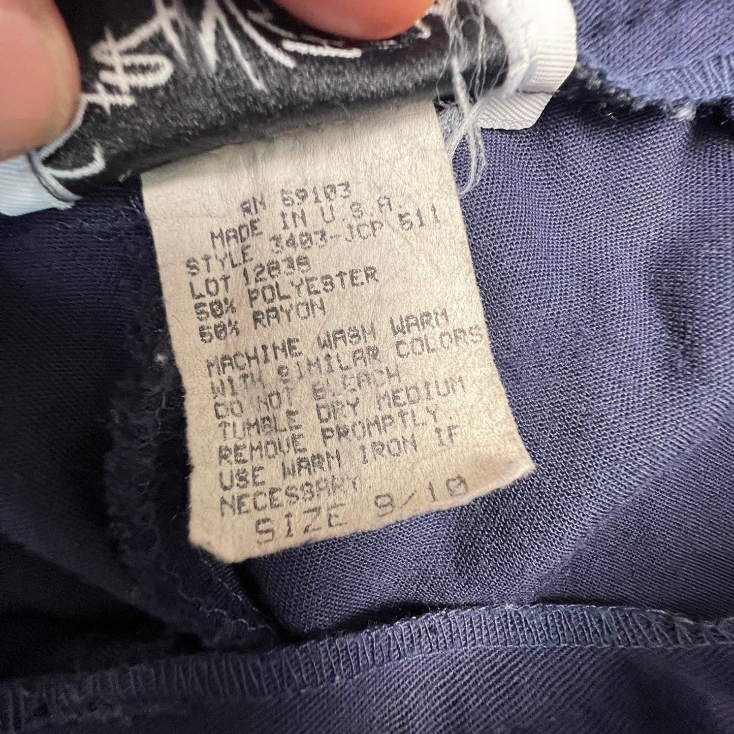 Stringbean Pleated Trousers Womens 9/10 Navy Blue High Rise Tapered Vintage USA