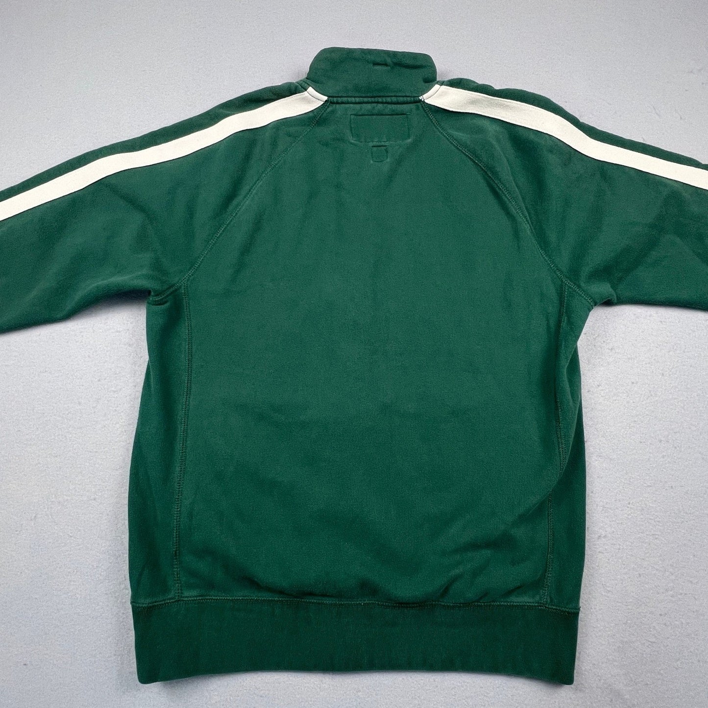 Y2K Old Navy Track Jacket Mens Large Green Striped Full Zip Fleece Retro