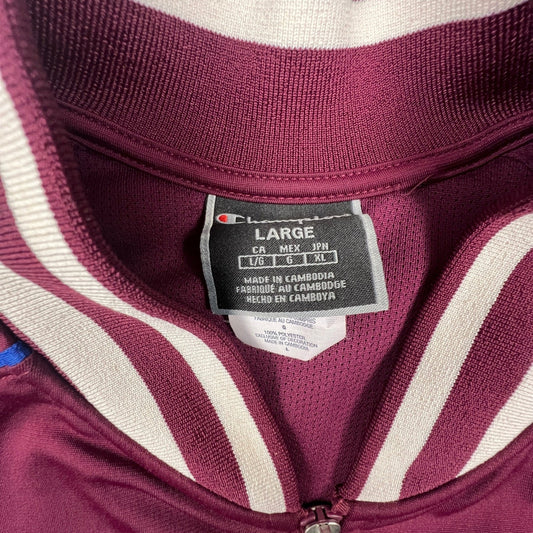 Champion Track Jacket Womens Large Maroon Logo Tape Full Zip Athletic Sporty