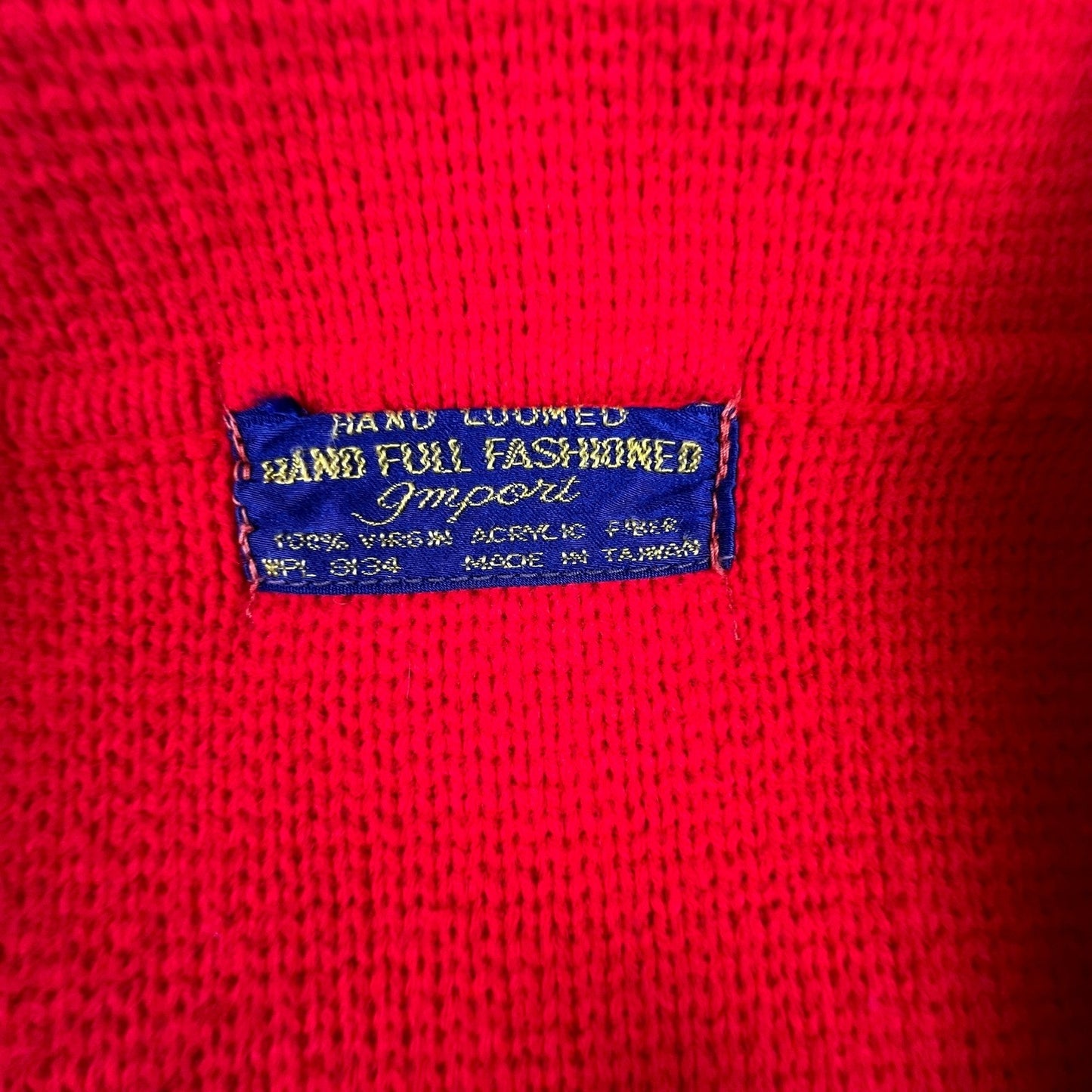 Hand Loomed Knit Blazer Women M Red Vintage Full Fashioned Acrylic Cardigan Coat