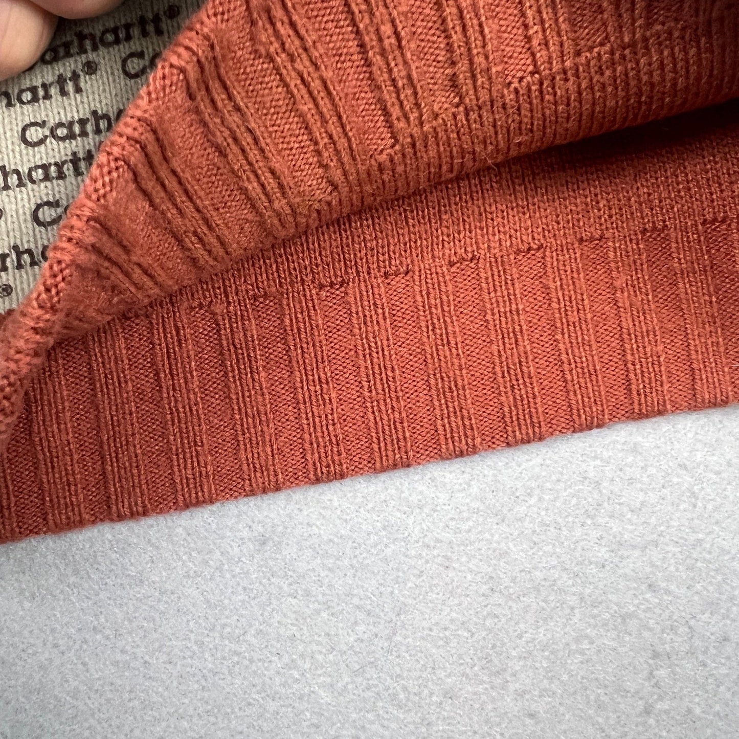 Carhartt Beanie Hat AOP Cream Orange Logo Knit Winter Streetwear RARE Collectors