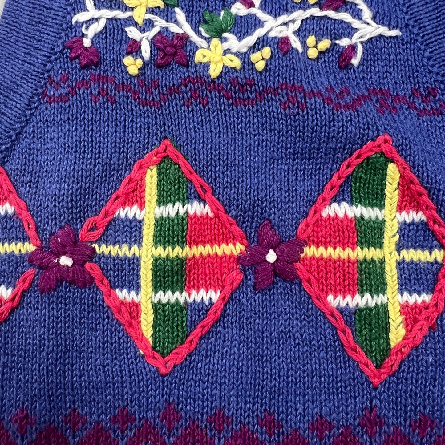 VTG 90s Christopher & Banks Sweater Vest S Embroidered Grandmacore Floral Knit