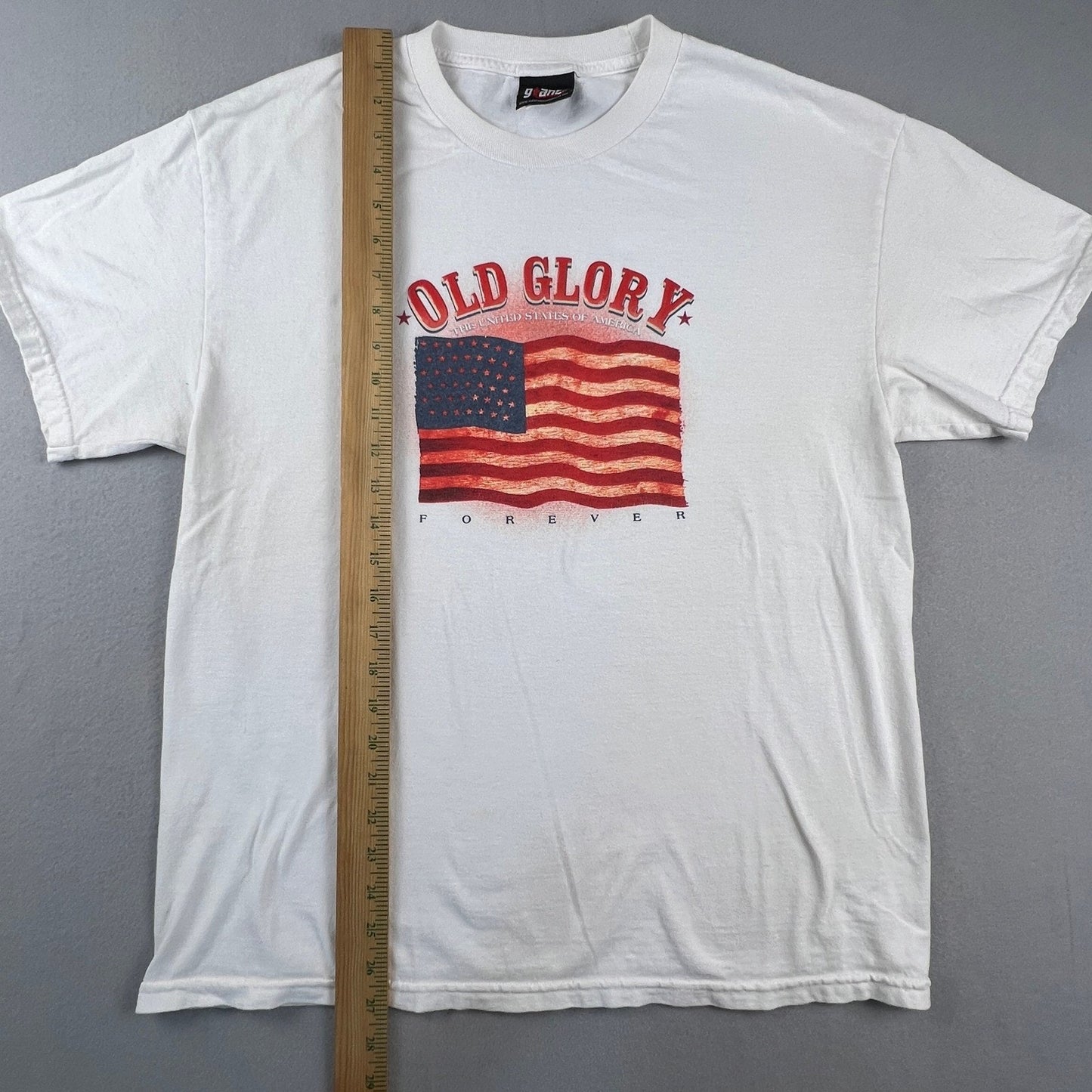 Vintage T-Shirt Mens L Old Glory American Flag USA Made Patriotic Tee July 4th