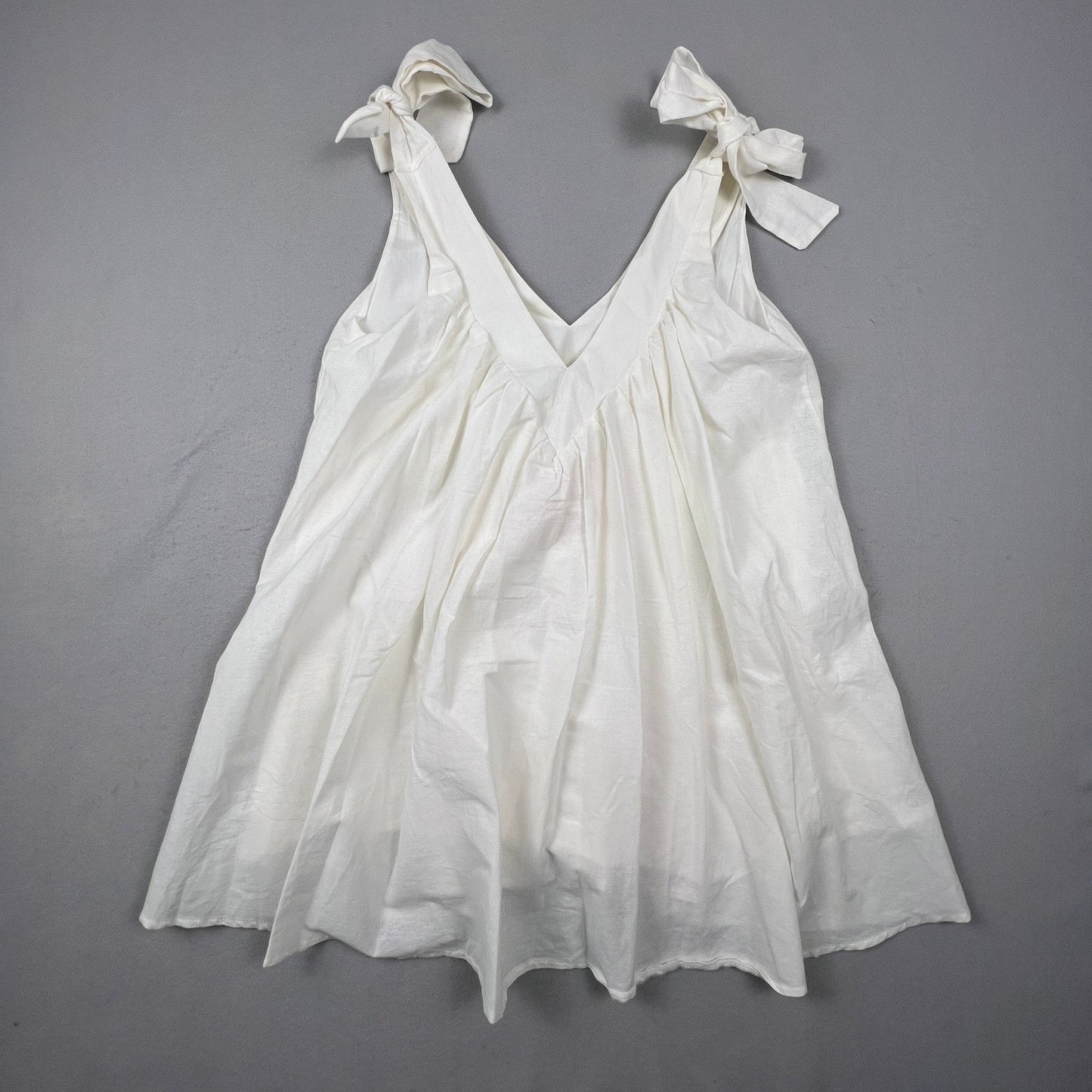 NWT Showpo Mini Dress Womens 6 White Tie Shoulder Cotton Babydoll Summer Boho