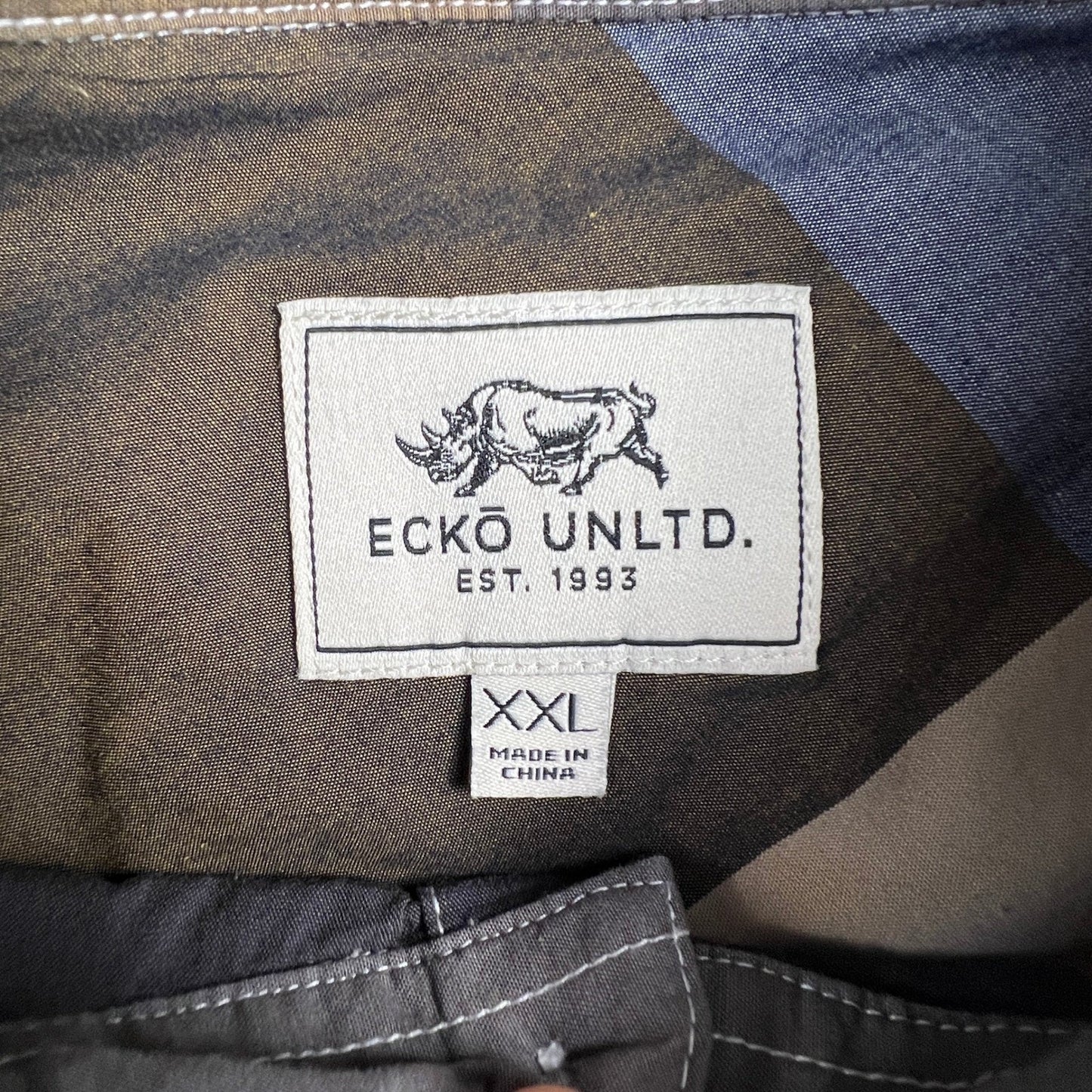 Ecko Unltd Button Down Shirt Mens XXL Multicolor Plaid Block Cotton Streetwear