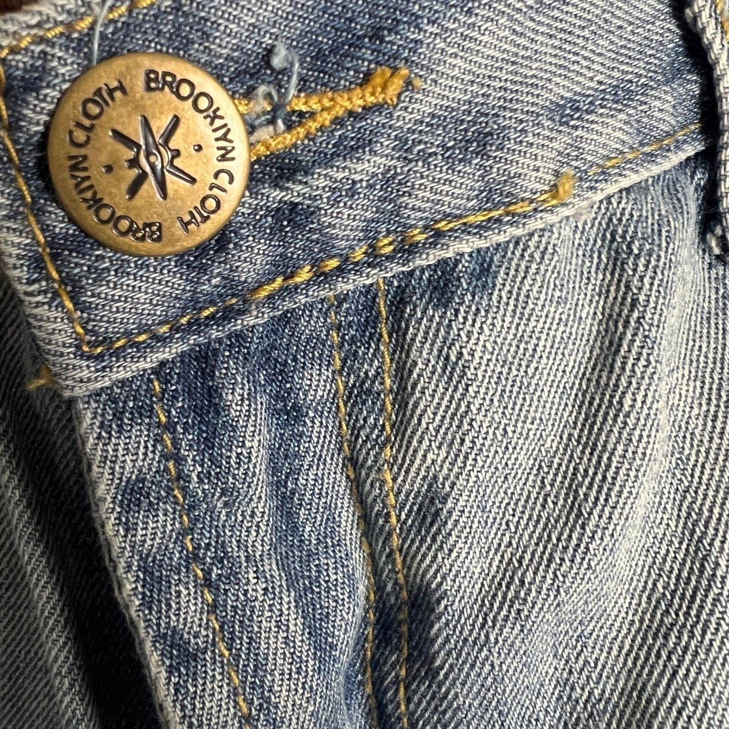 Brooklyn Cloth Jeans Mens 38x30 Light Wash Distressed Slim Fit Denim Punk Emo