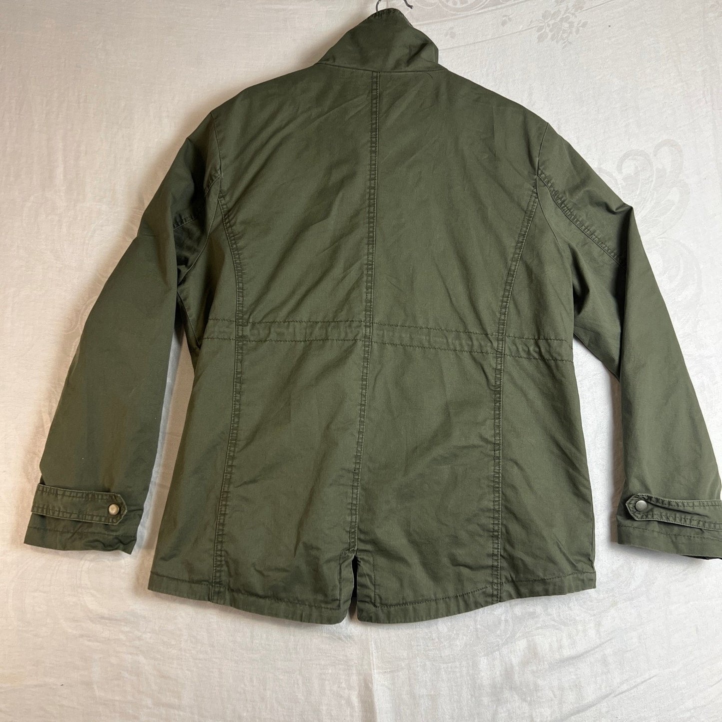 Ambiance Utility Jacket Womens 2XL Drawstring Waist Zip Front Collar Olive Green