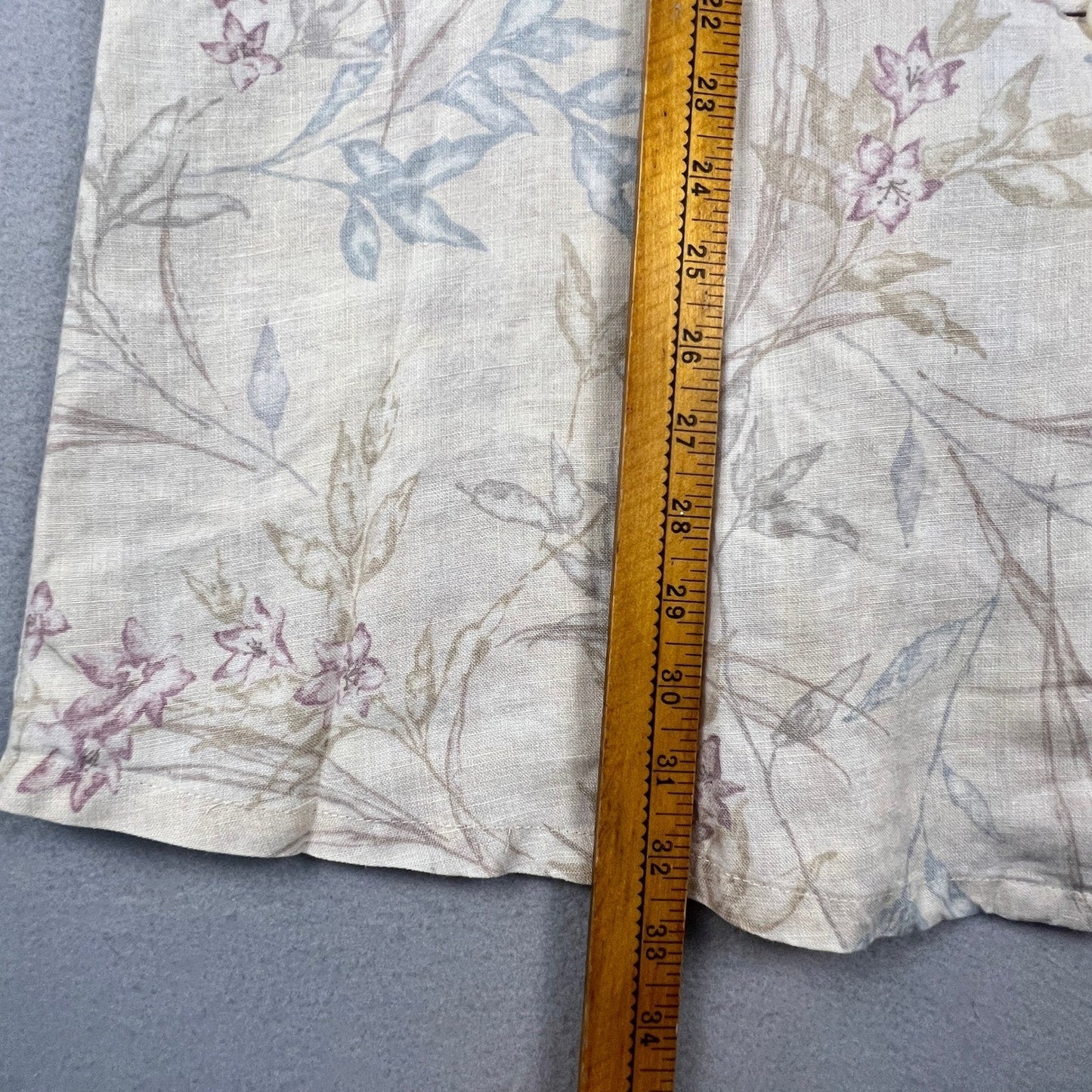 Liz Claiborne Lizsport Skirt Womens 8P Beige Floral Linen Button Front Midi Boho