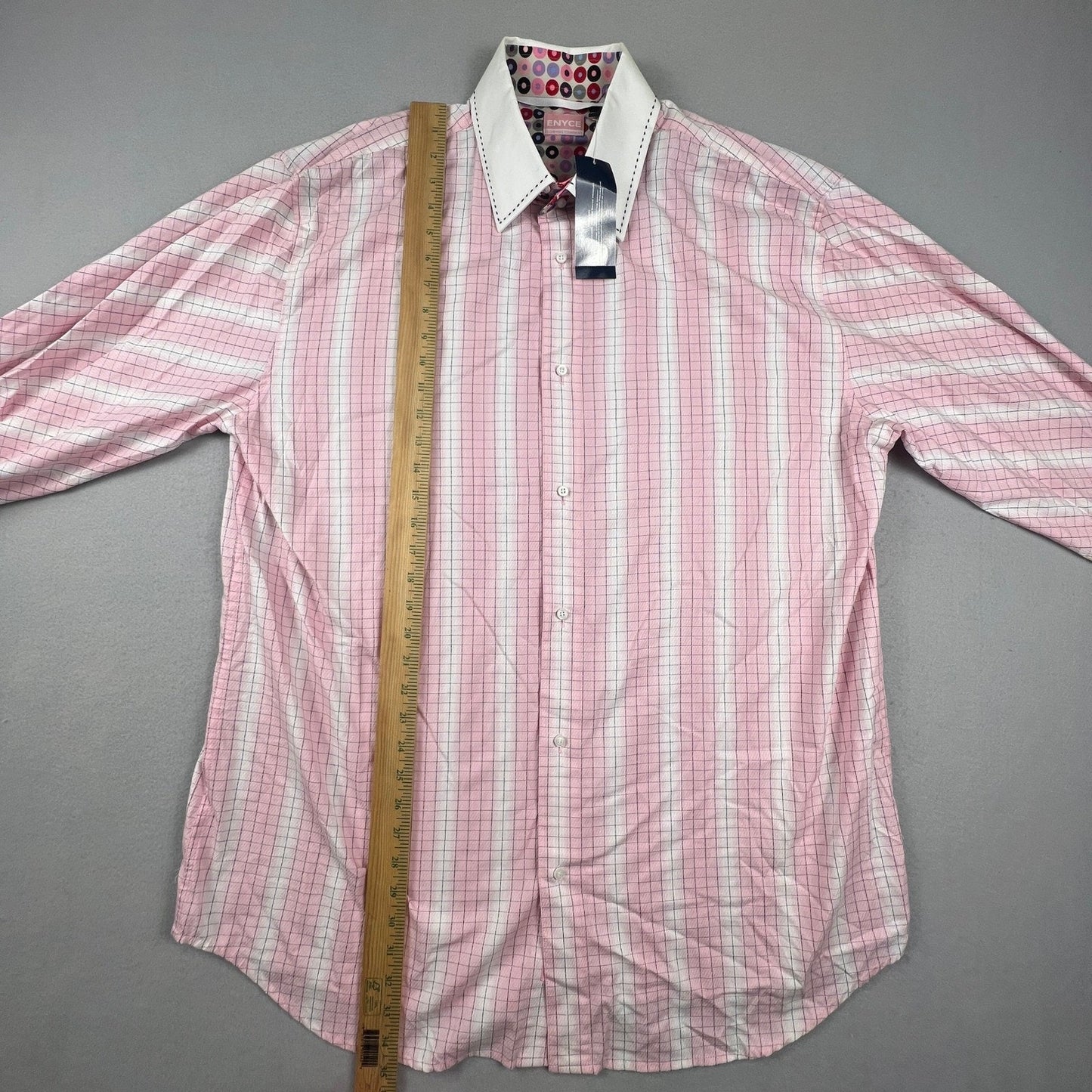 Enyce Button Down Shirt Mens XL Pink Plaid Woven French Cuff Contrast Y2K Urban