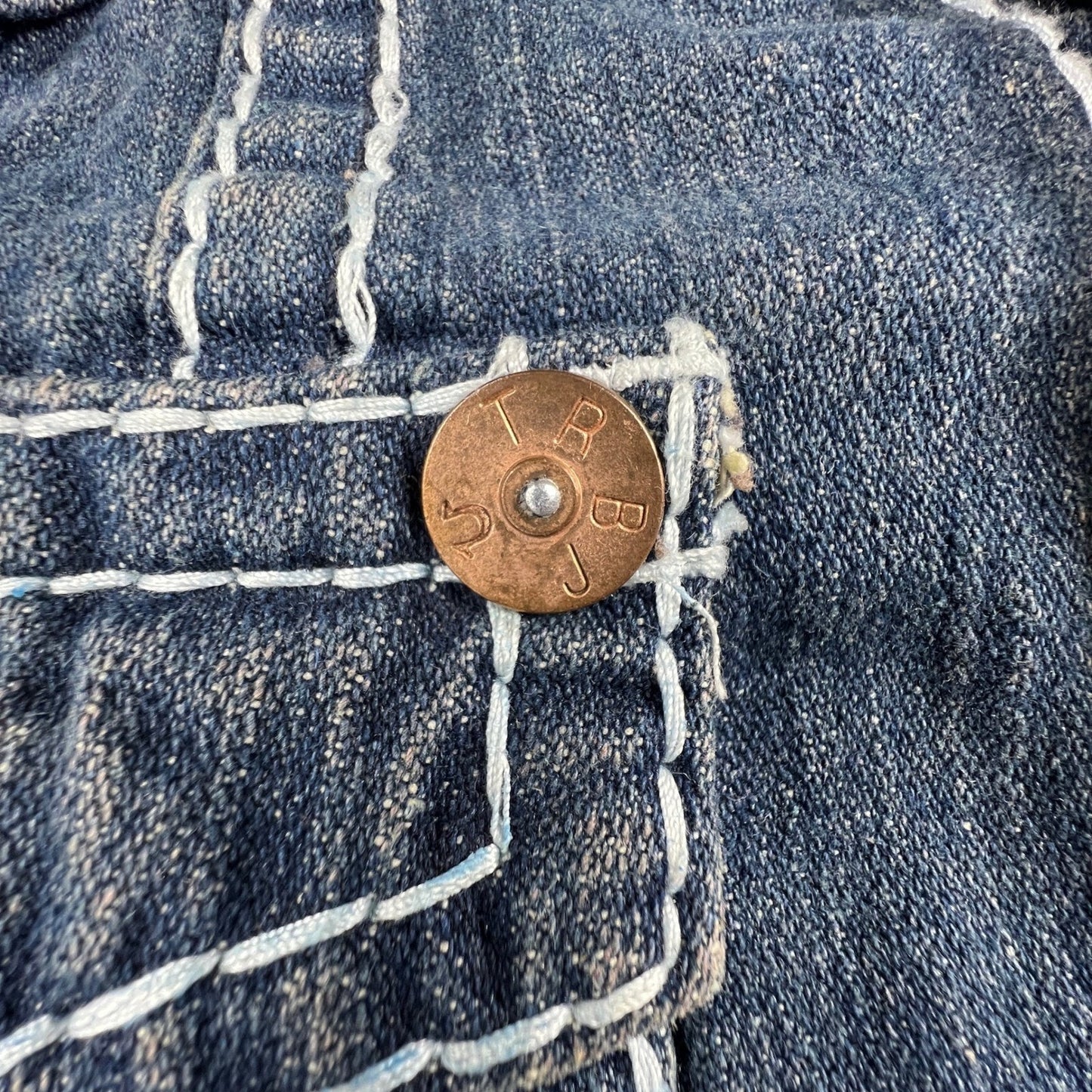 True Religion Denim Jacket Mens 3XL Blue Joey Super T Big Stitch Western Y2K