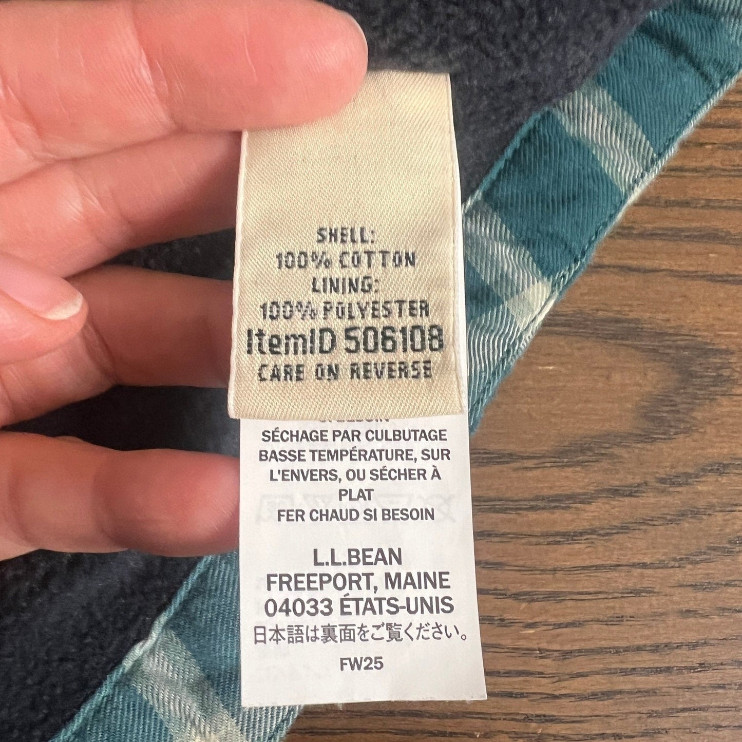 L.L. Bean Fleece Lined Shirt Jacket Mens Medium Plaid Teal/Cream Snap Button