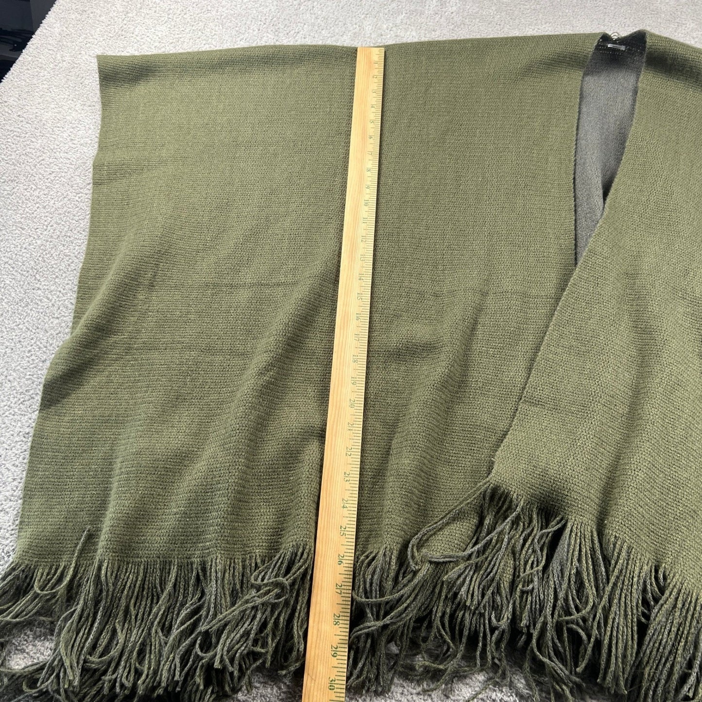 Castlecore Preppy Knit Poncho Wrap Women Olive Green Fringe Boho Earthy Cozy