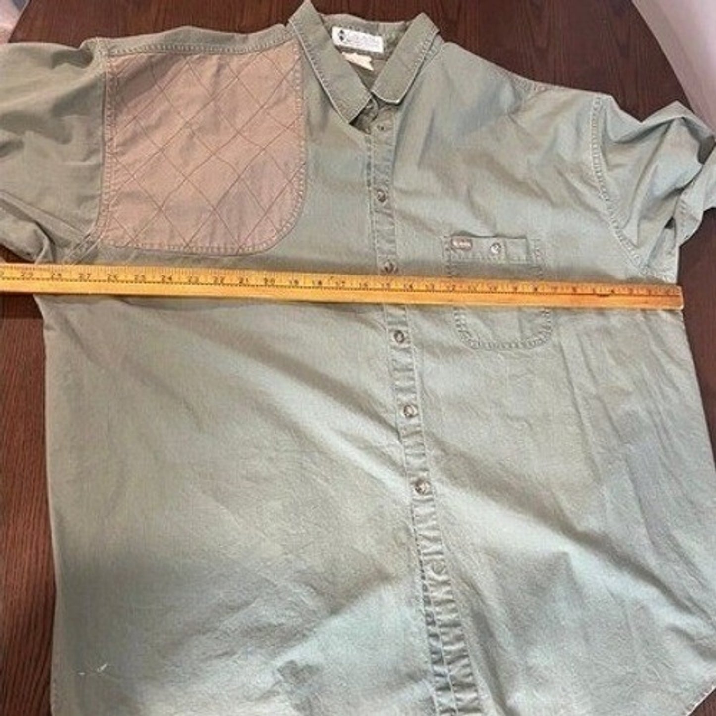 Columbia Hunting Shirt Mens XXL Olive Quilted Shoulder Outdoor Workwear Utility