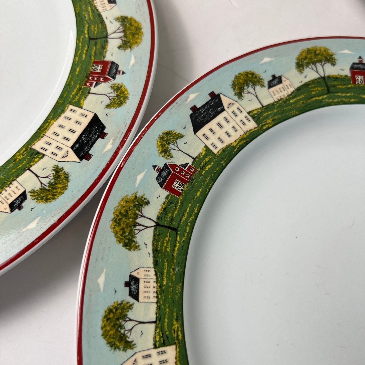 Sakura Dinner Plates Warren Kimble Brandon House 10.75" White Folk Art Farmhouse