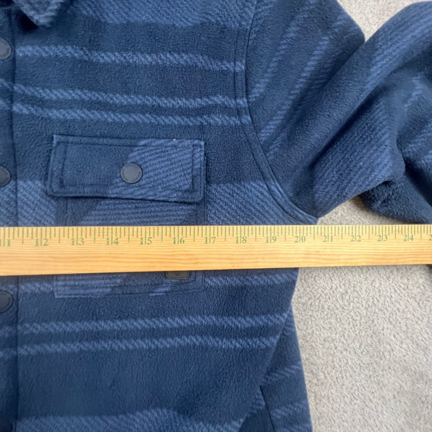 Voyager Mens Blue Striped Sherpa Lined Fleece Shirt Jacket Shacket Medium