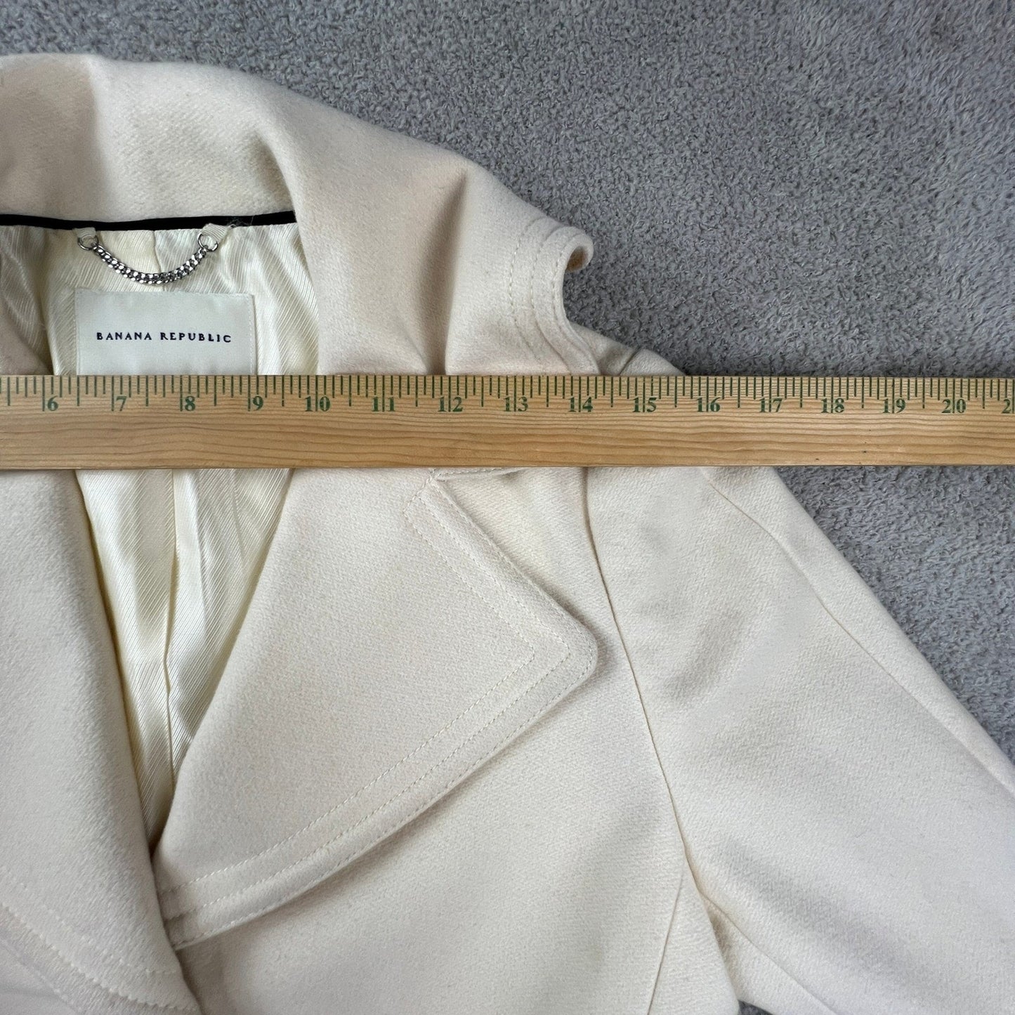Banana Republic Womens Wool Blend Trench Coat Petite Medium Cream Ivory Minimal