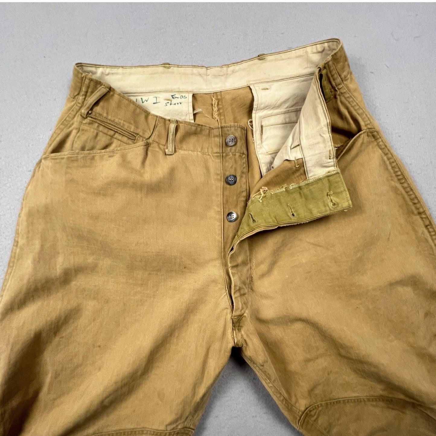 WWI Era US Army Style Khaki Riding Breeches Cavalry Jodhpurs VTG Military Pants