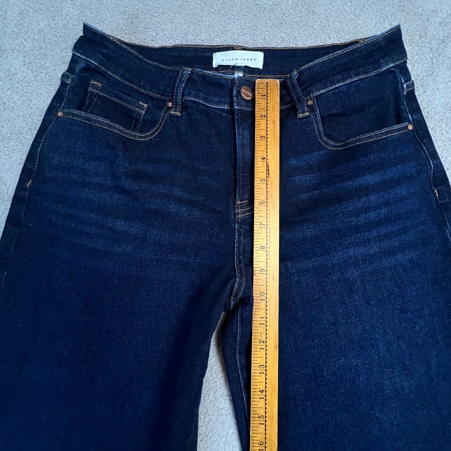 Risen Jeans Women's Size 7 High Rise Wide Leg Dark Wash Denim Jeans 28" Waist