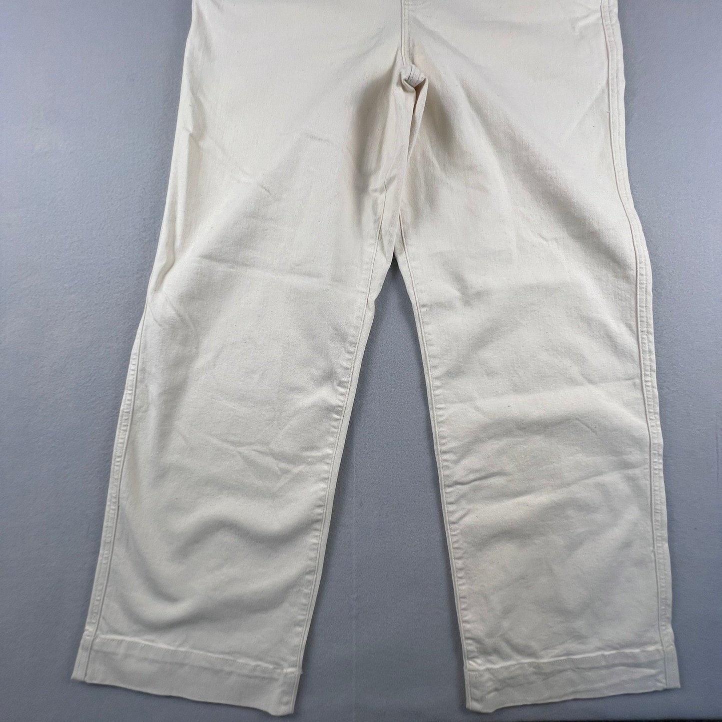 Denim Overalls Womens Medium Cream Wide Leg Cotton Stretch Boho Casual UpWest