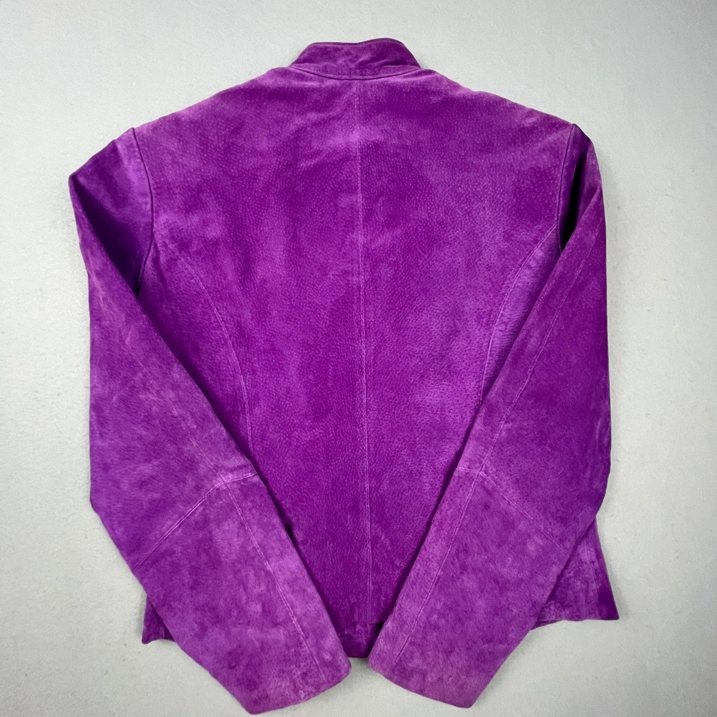 Wilsons Leather Maxima Suede Jacket Women L Purple Moto Mock Neck Y2K Joker Chic