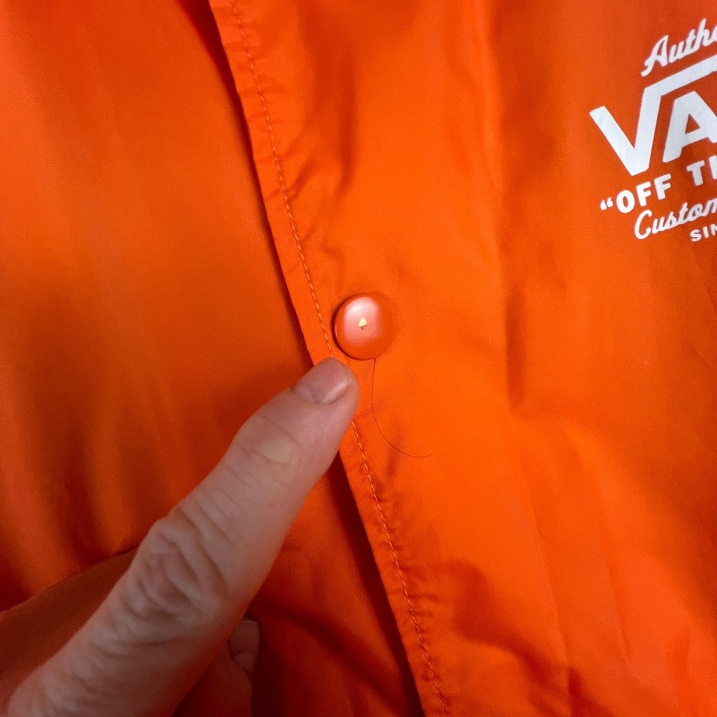 Vans Torrey Coaches Jacket Mens Large Orange Snap Button Windbreaker VN0002MUYDW