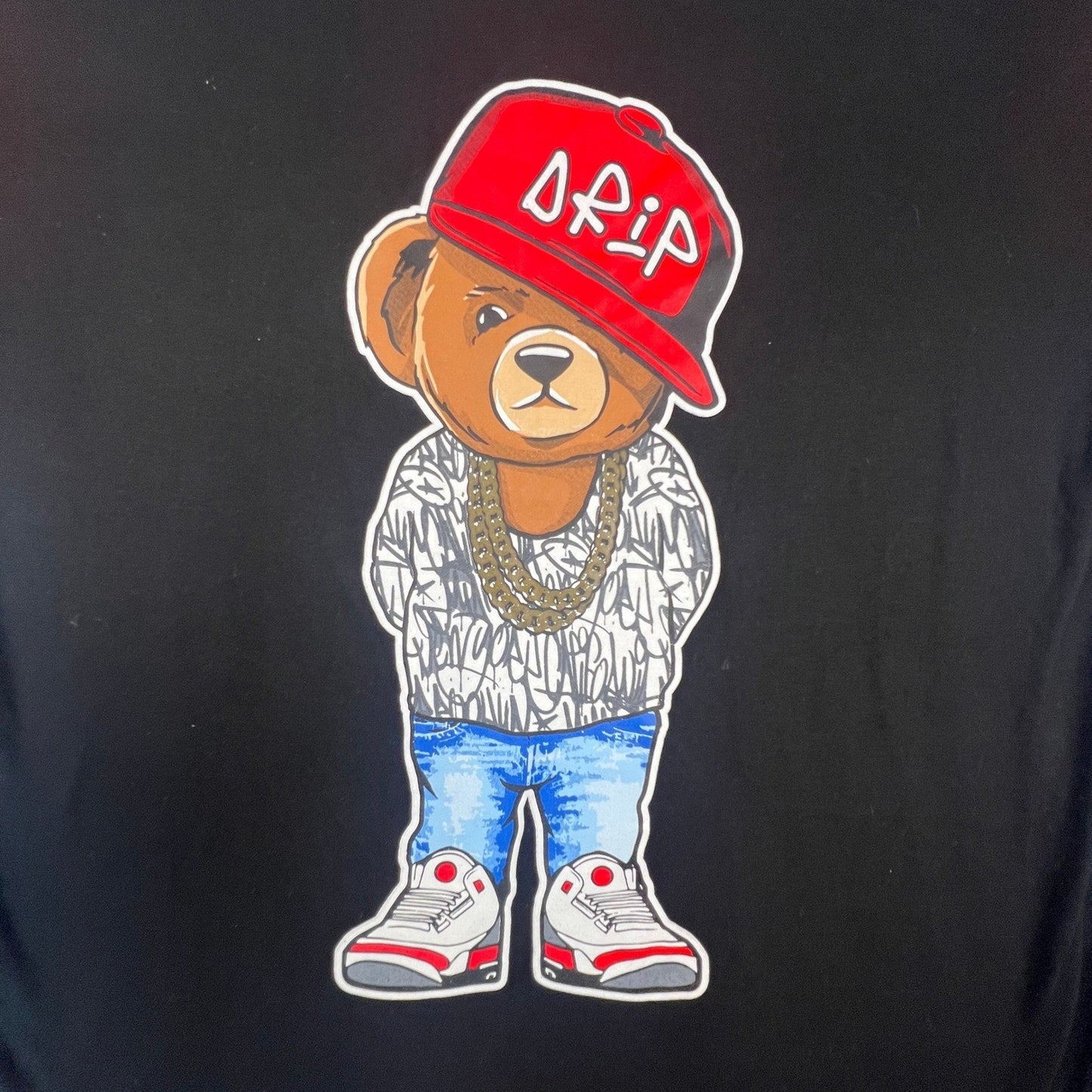Launder Graphic Tee Mens XL Black Red Drip Bear Streetwear Graffiti Ringer Shirt
