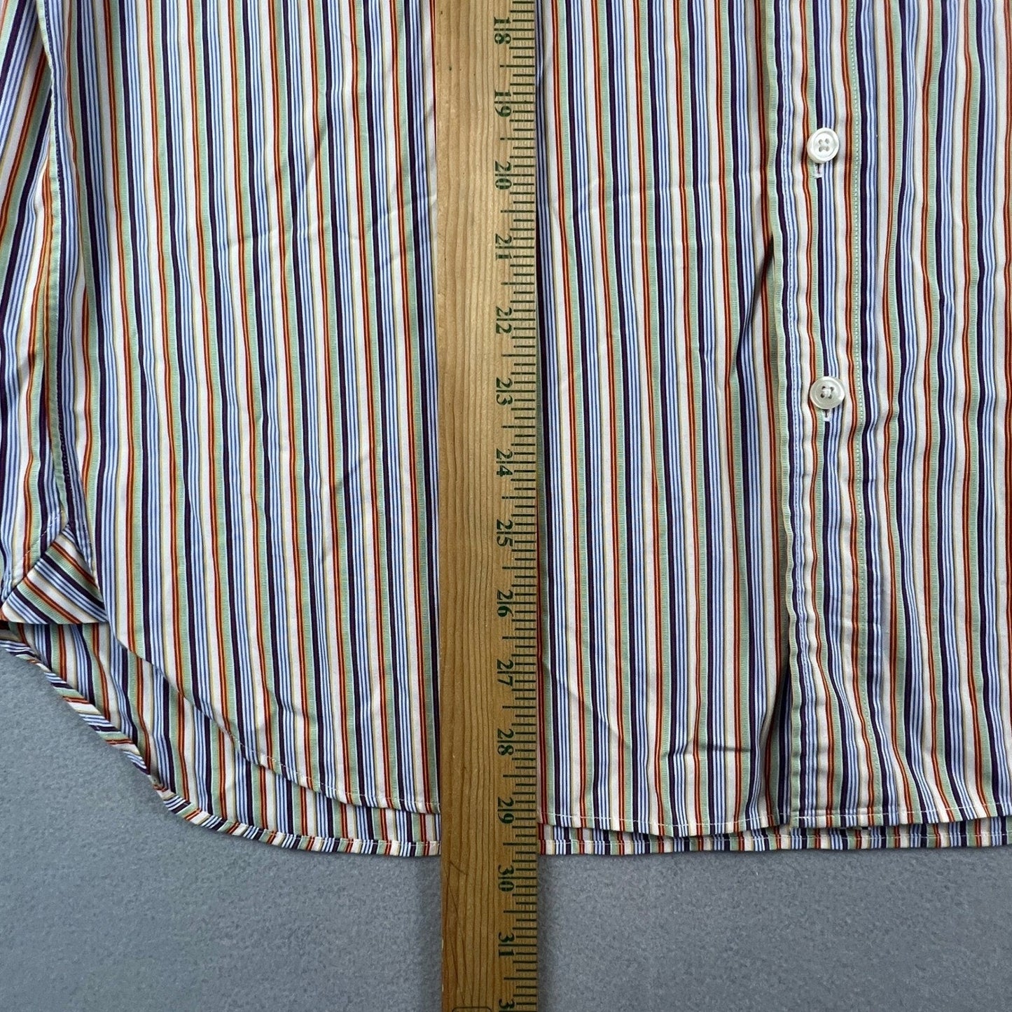 VTG J.Crew Button Down Shirt Mens L Color Stripe 100s 2 Ply Hong Kong Business