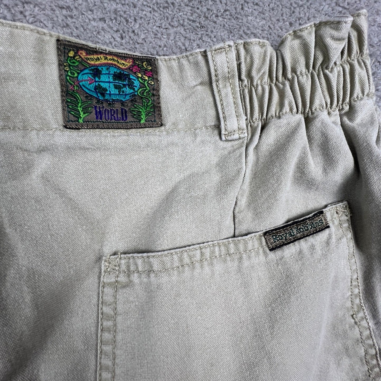 VTG Royal Robbins Canvas Shorts Womens 14 Khaki Pleated Elastic Hiking Outdoor