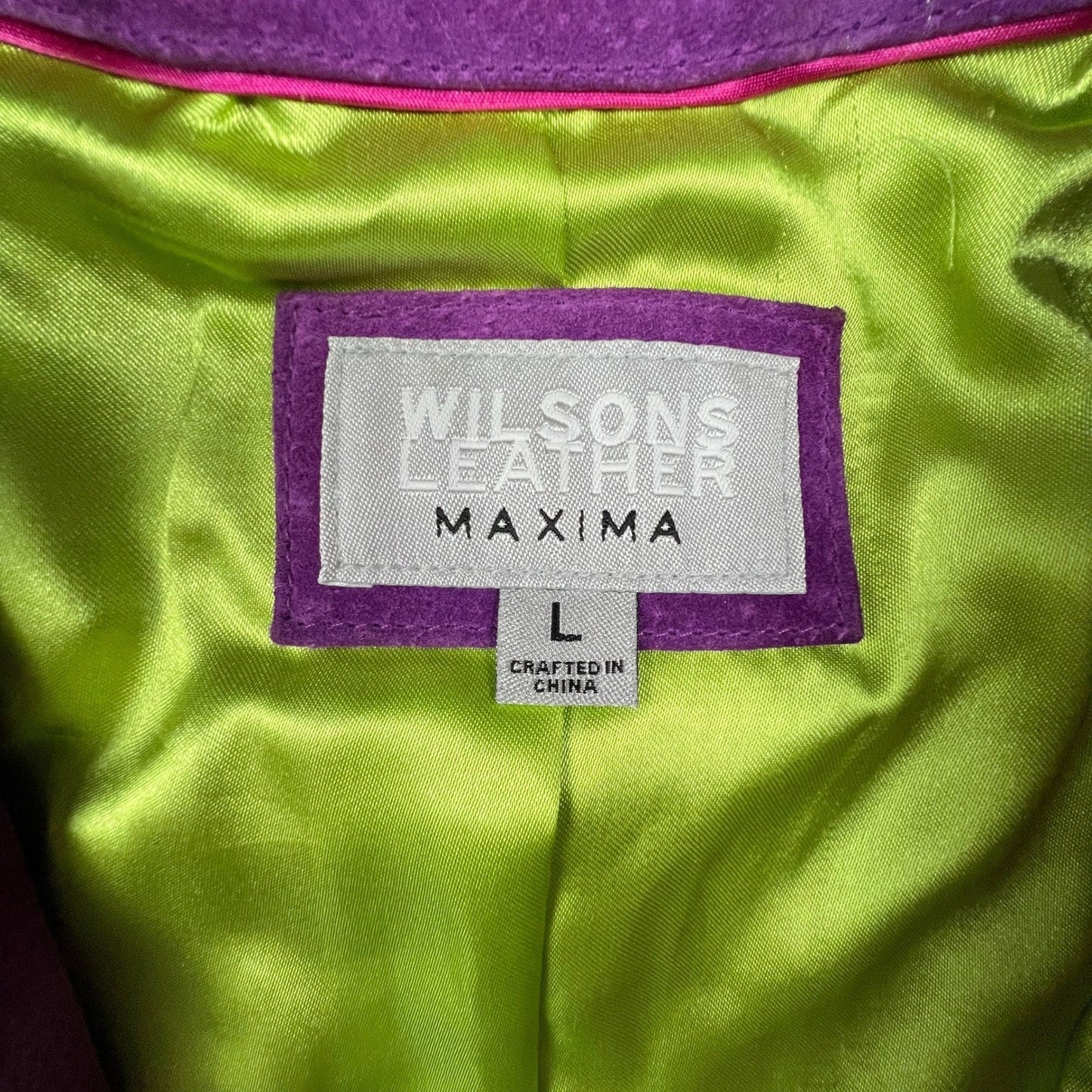 Wilsons Leather Maxima Suede Jacket Women L Purple Moto Mock Neck Y2K Joker Chic