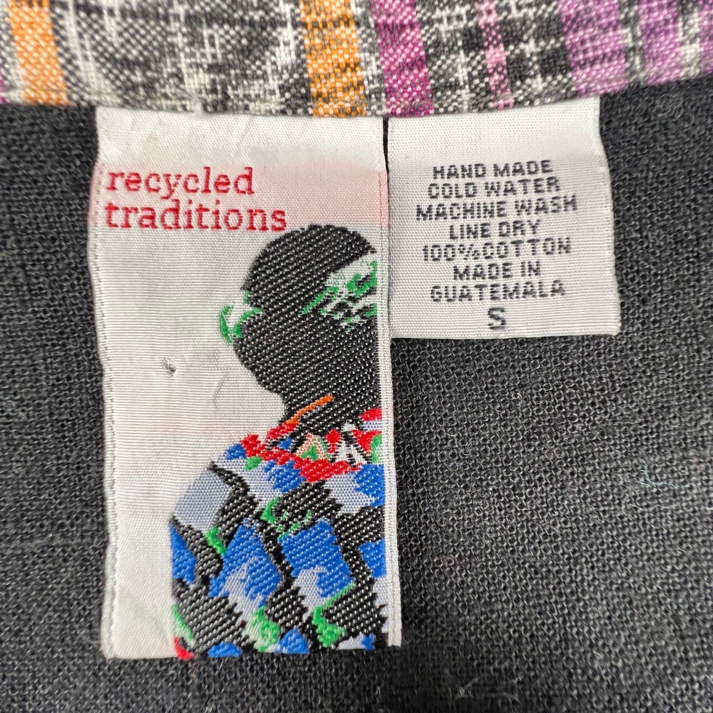 Recycled Traditions Ikat Plaid Jacket Womens S Multi Color Woven Boho Art Wear