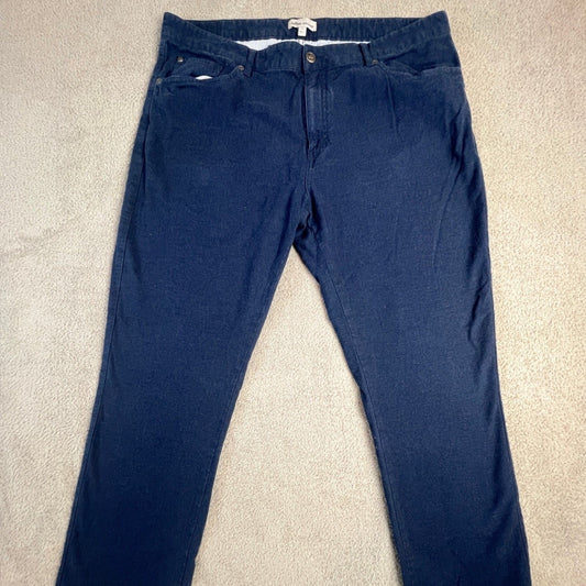 Peter Millar Mens Casual Pants 38 Navy Blue Five Pocket Brushed Cotton Blend