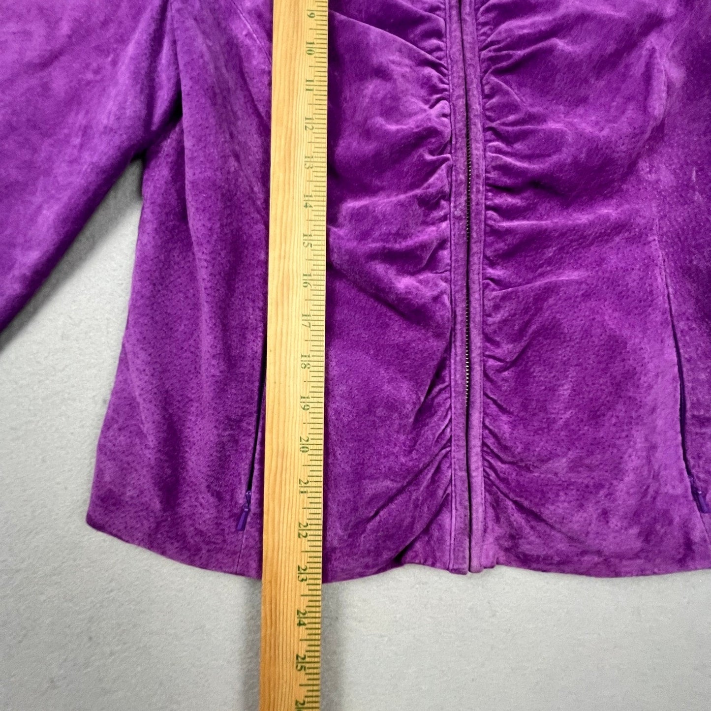 Wilsons Leather Maxima Suede Jacket Women L Purple Moto Mock Neck Y2K Joker Chic