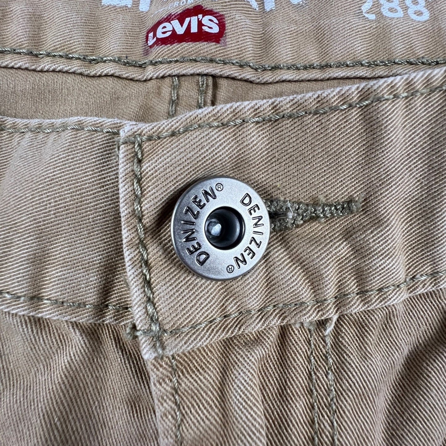 Denizen Levi's 288 Taper Fit Pants Mens 34x29 Tan Khaki Chino Casual Workwear