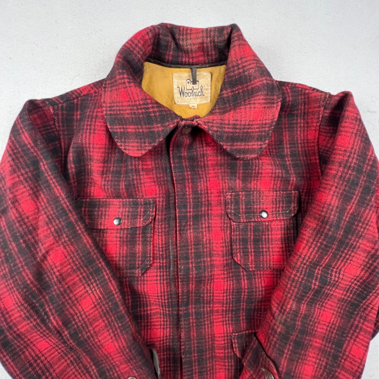 Vintage Woolrich Wool Plaid Hunting Jacket Mens 46 Red Mackinaw Coat Outdoor