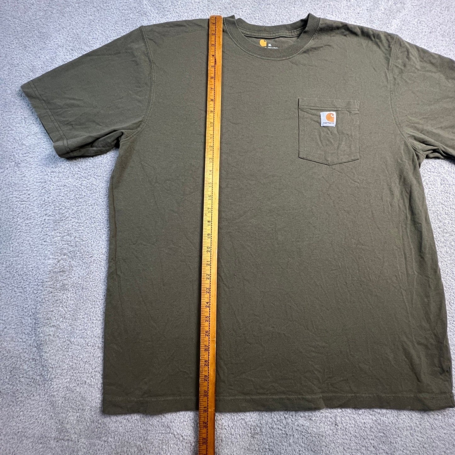 Carhartt K87 Mens XL Green Original Fit Short Sleeve Pocket T Shirt Daily Wear