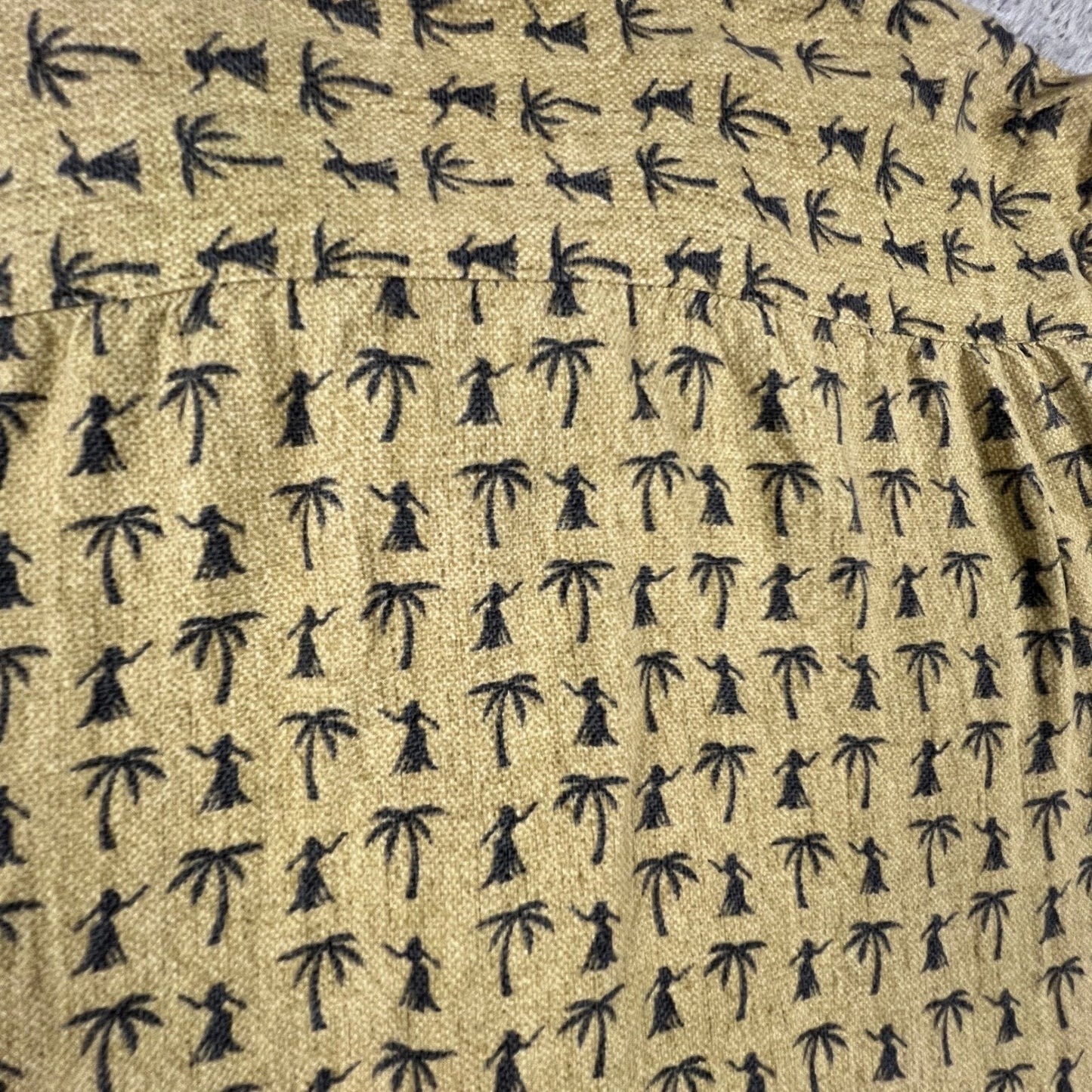 VTG Reyn Spooner Hawaiian Shirt Mens XL Yellow Hula Palm Tree Spun Aloha Top