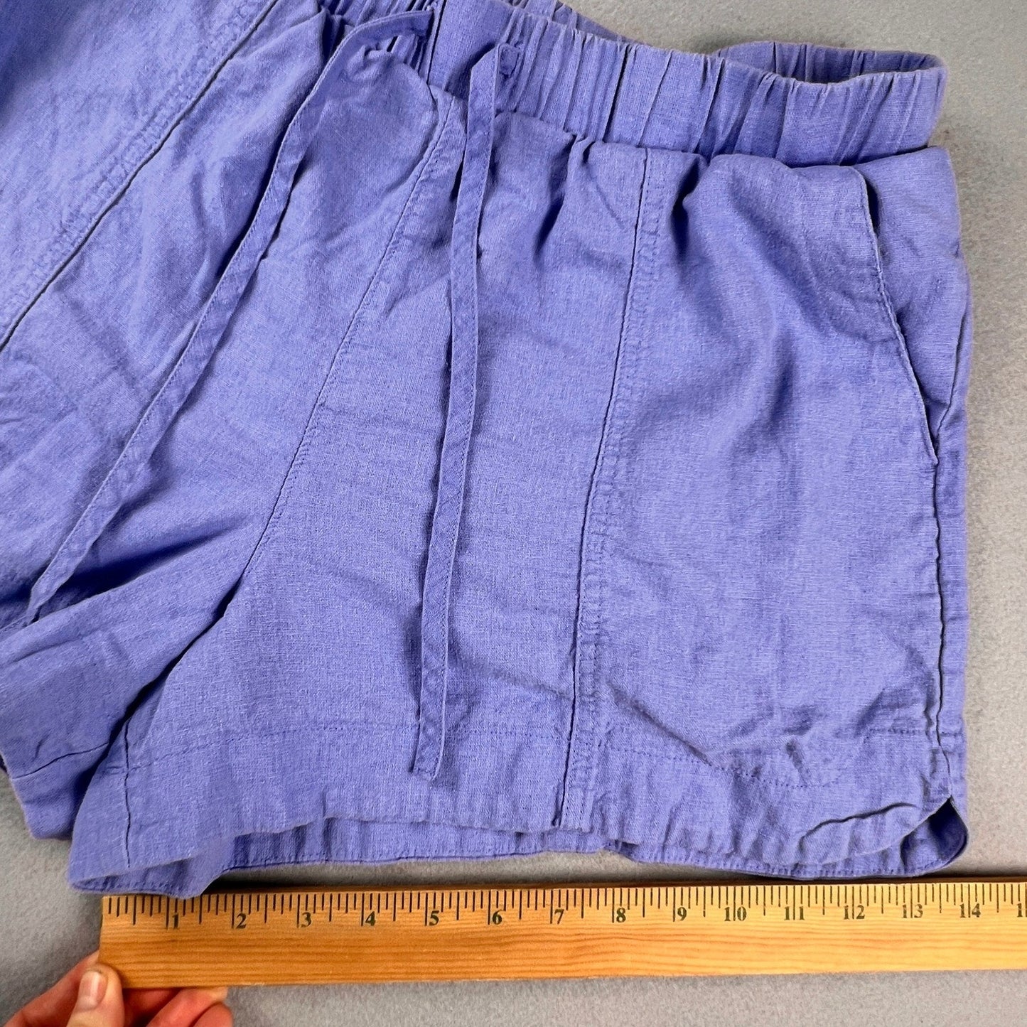 Linen Blend Shorts Medium Purple Drawstring Casual Summer Universal Thread