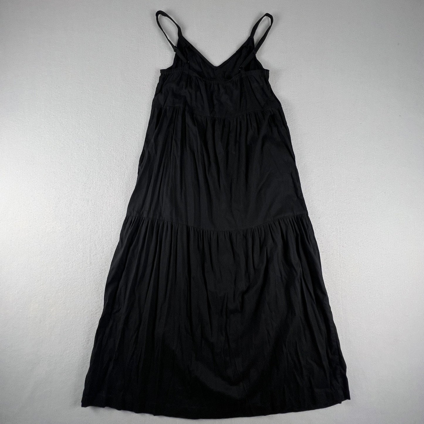 Old Navy Cami Maxi Dress XS Black Tiered Katherine Cotton Blend Summer Boho