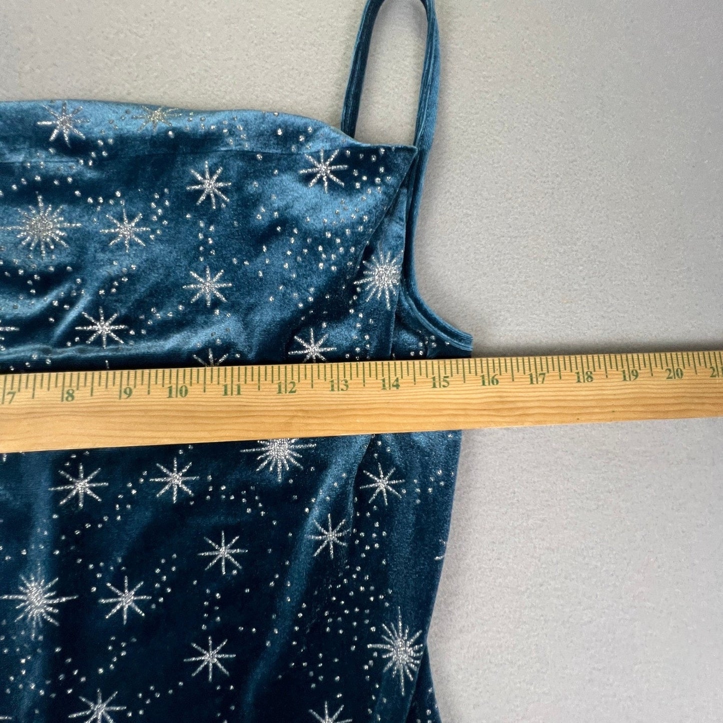 Cider Velvet Maxi Dress Womens Medium Teal Celestial Starburst Cowl Neck Party