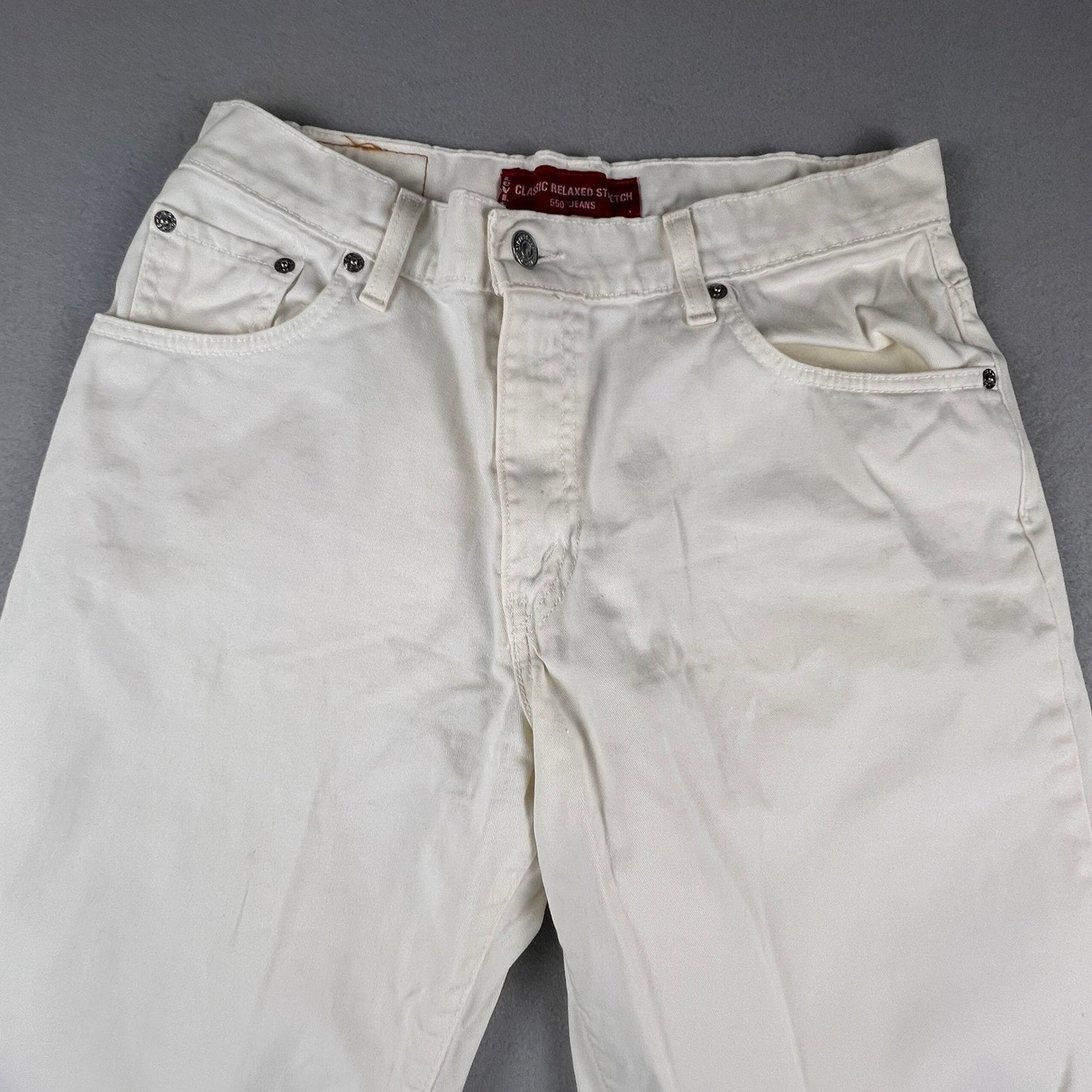 Levi's 550 Relaxed Fit Jeans Womens 10 White Stretch Tapered Leg High Rise Denim