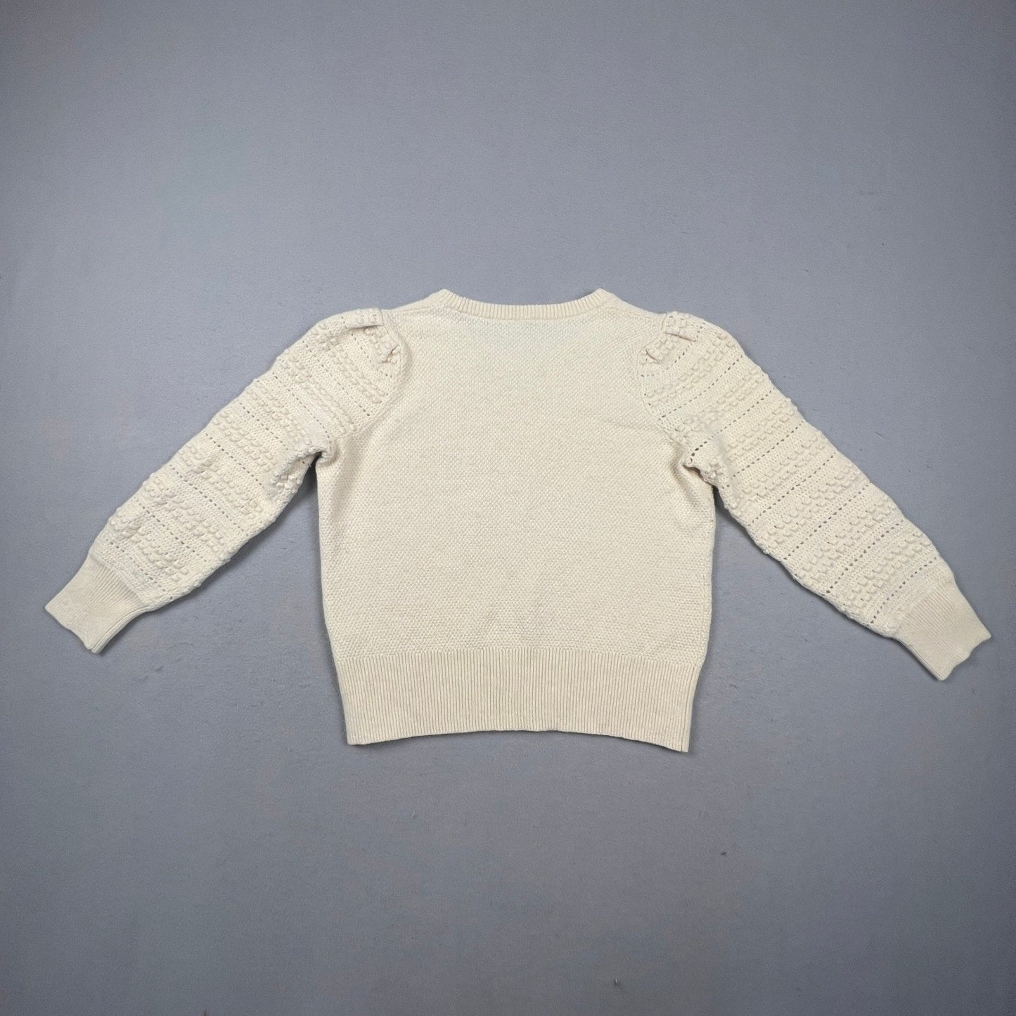 Madewell Sweater Womens Medium Cream Puff Sleeve Bobble Knit Merino Blend Boho