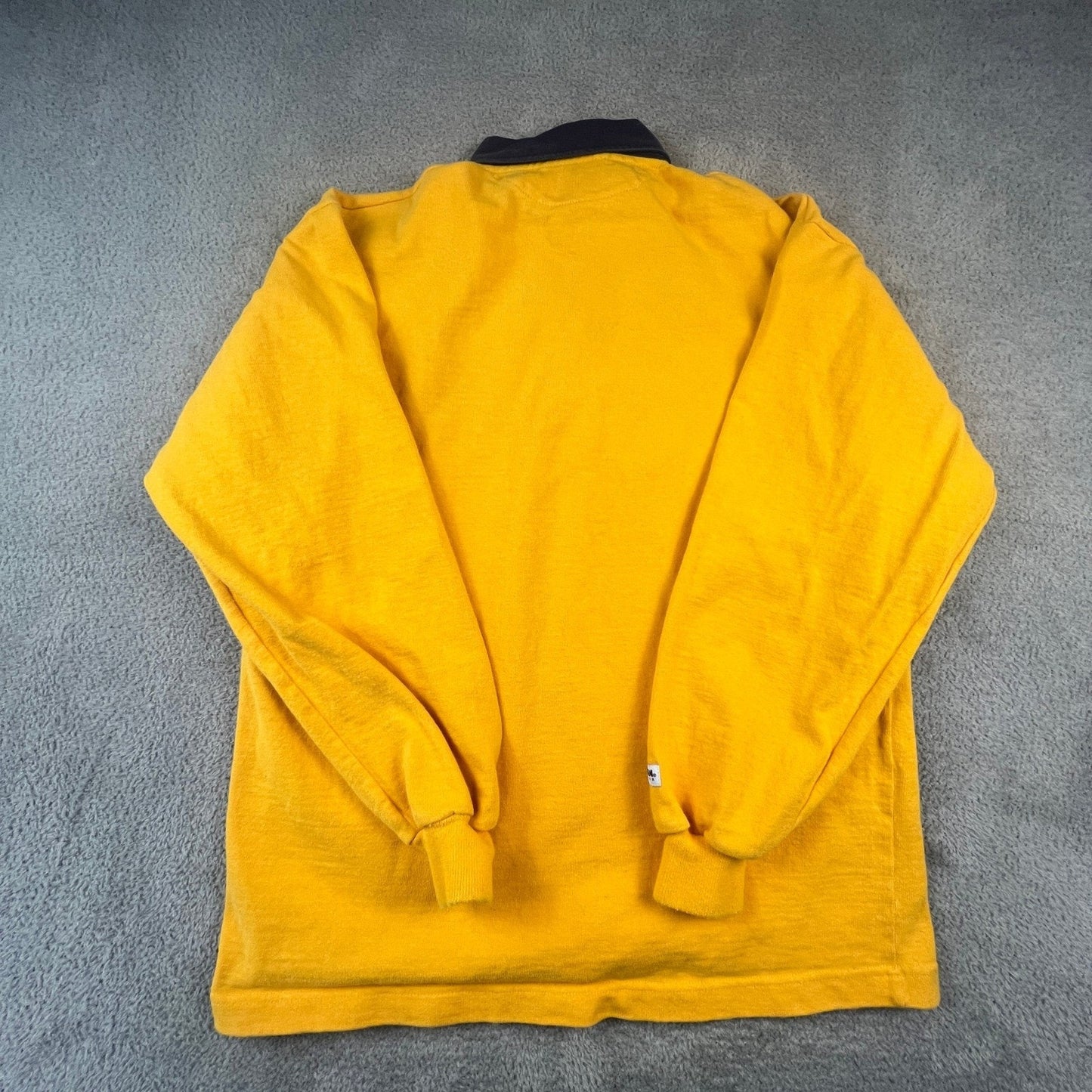 VTG Barbarian Rugby Wear Mars Hill College Shirt Mens XL Yellow Long Sleeve Polo