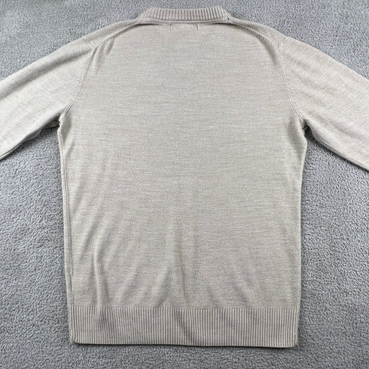 U.S. Polo Assn. V-Neck Sweater Mens Medium Tan Knit Preppy Classic