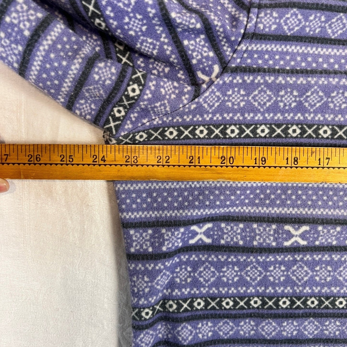 Fair Isle Fleece Mens XL Pullover Snap Neck Cabin Sweater Purple JACHS