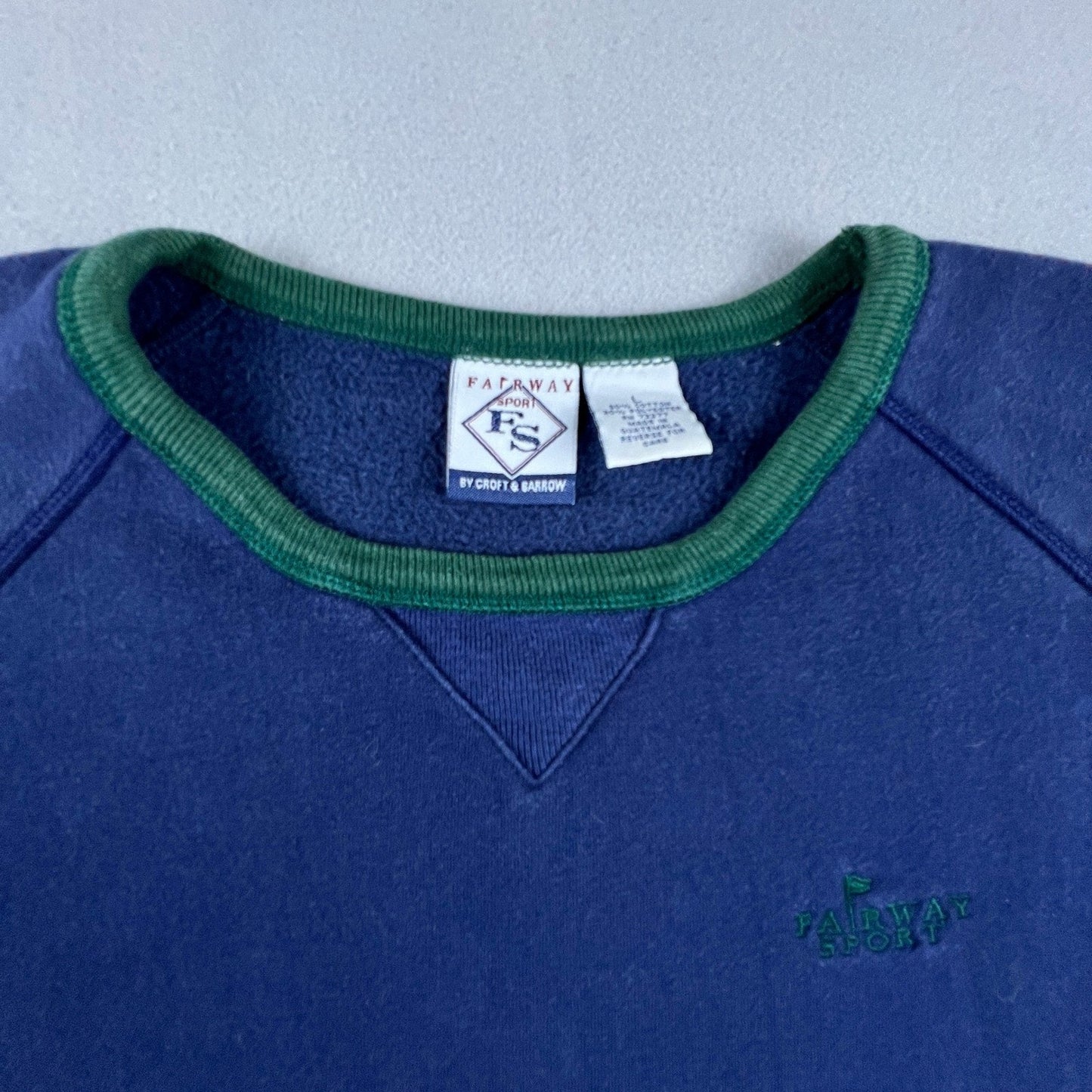 VTG Fairway Sport Sweatshirt Large Ringer Crew Neck Golf Pullover Streetwear