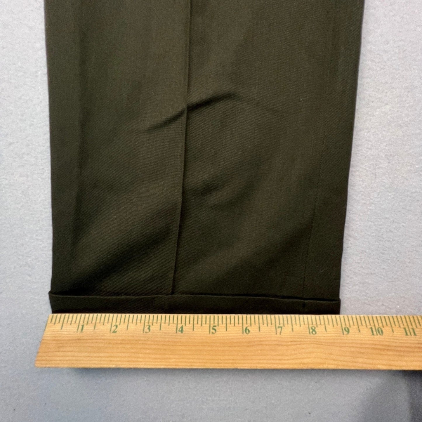 Monsieur by Givenchy Dress Pants Mens 33 Olive Green Pleated Cuffed Vintage Luxe