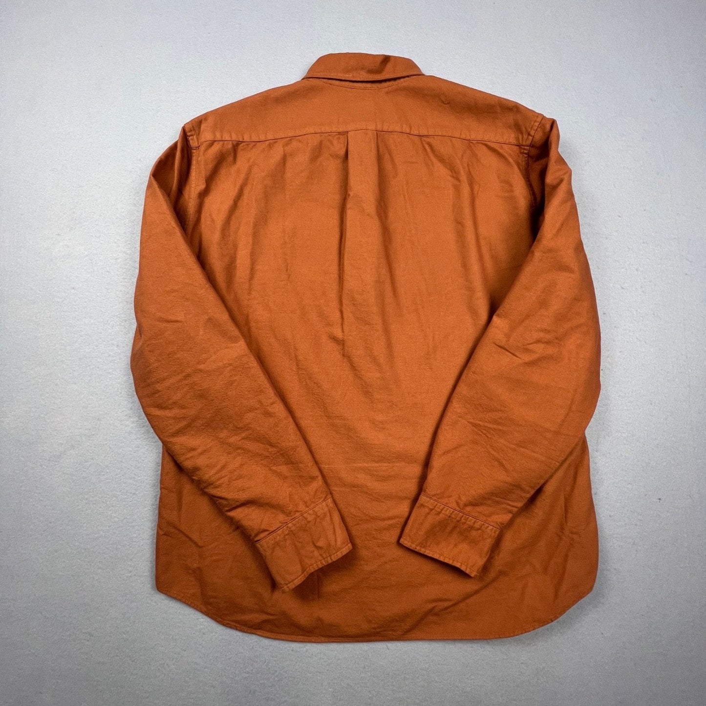 J.Crew Button Down Shirt Mens Large Orange Slim Untucked Garment Dye Casual