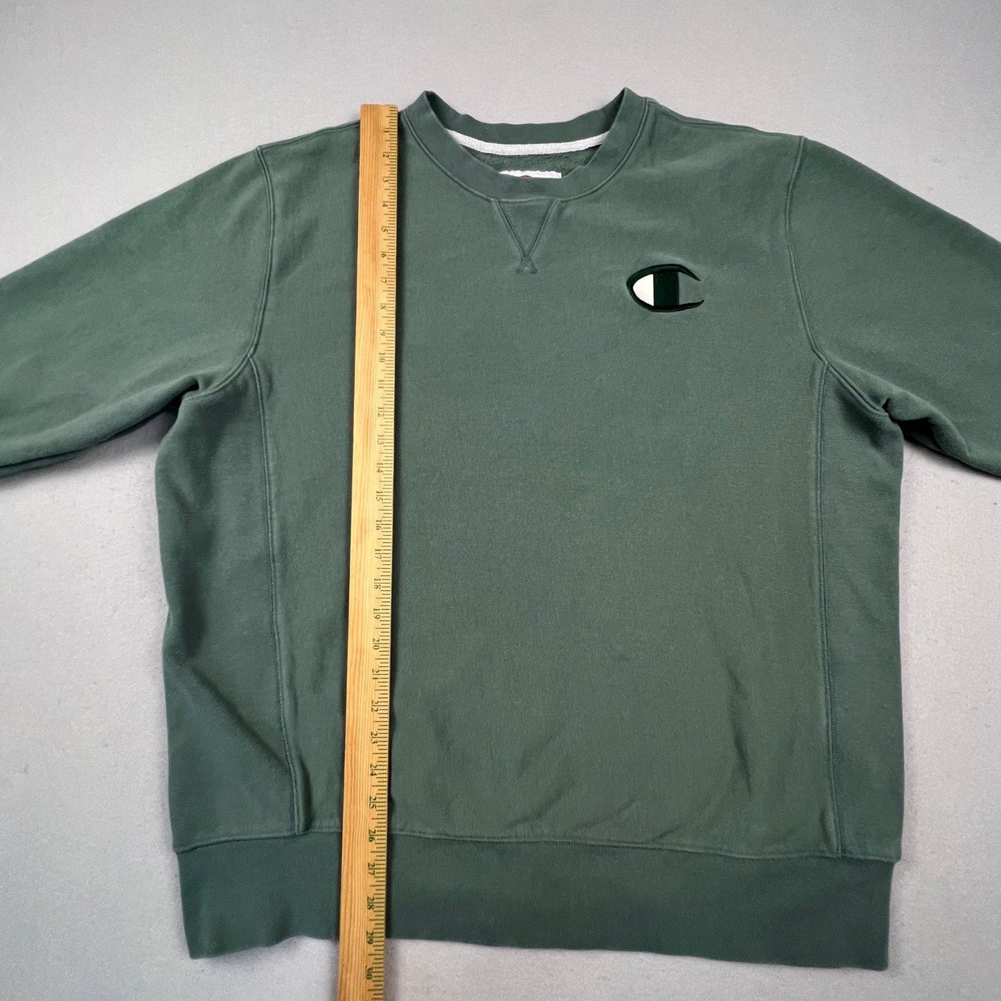 Champion Sweatshirt Men XXL Green Reverse Weave Big Logo Crewneck Pullover Sport